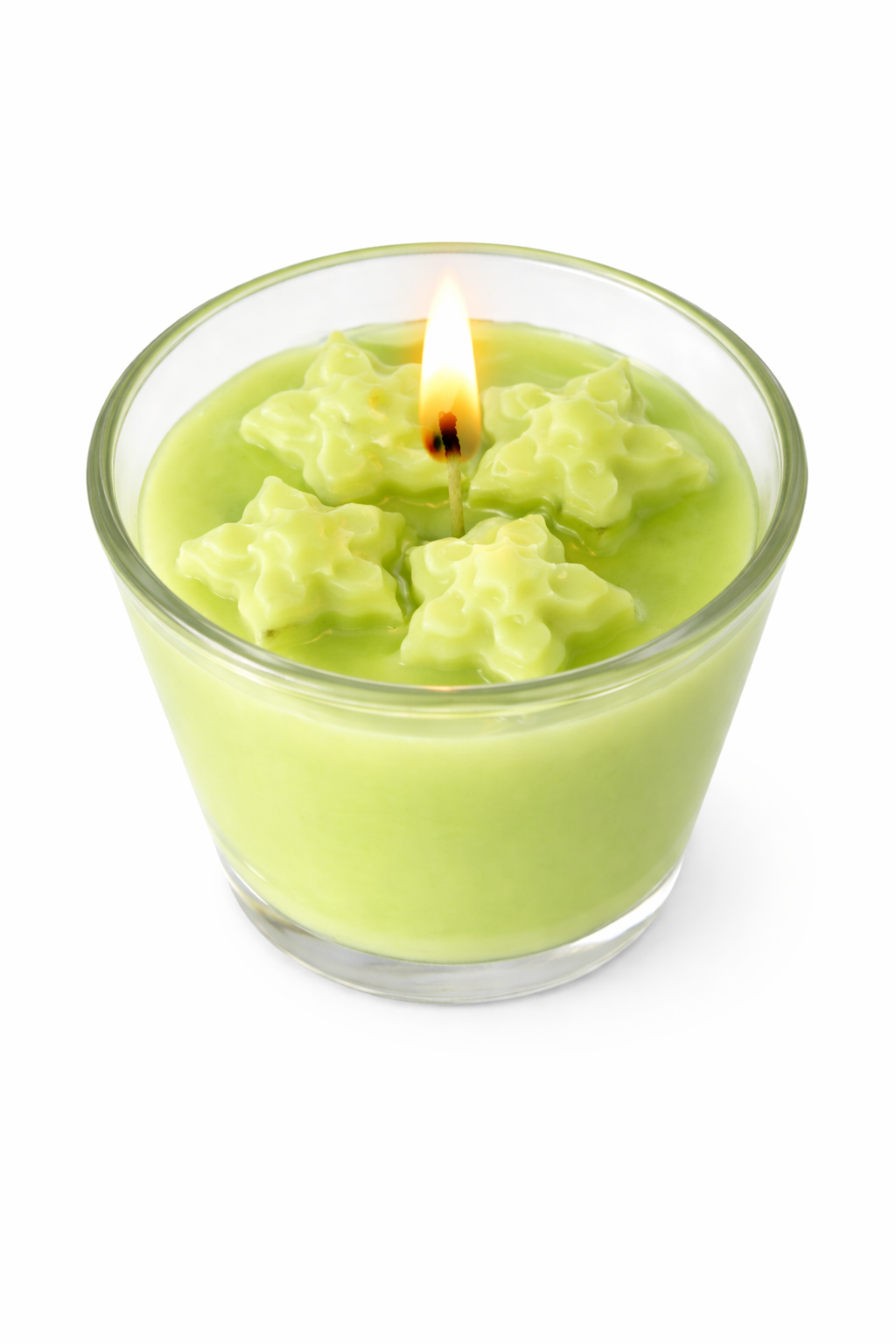 Vela aromática de frutas Vertical Essence’s en vaso de cristal, cera vegetal artesanal con colores frutales, aroma dulce y fresco, diseño elegante y natural para ambientación.