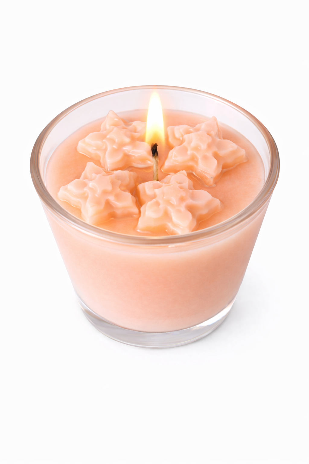 Vela aromática de frutas Vertical Essence’s en vaso de cristal, cera vegetal artesanal con colores frutales, aroma dulce y fresco, diseño elegante y natural para ambientación.